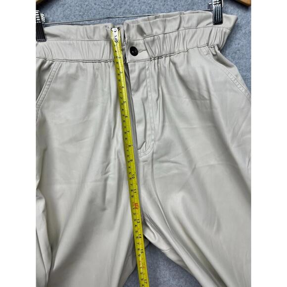 90s Zara High Waist Paper Bag Wide Leg Faux Leather Pants Womens Size 8 Oversize - Picture 10 of 12